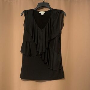 Vintage Suzie Black Ruffled Blouse